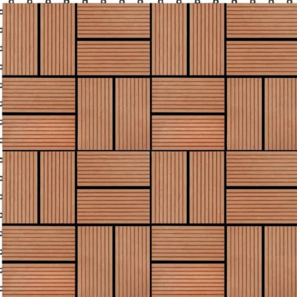Online Terrassefliser 11 stk. WPC 30 x 30 cm 1 m2 teakfarvet - Terrasseflise - Terrassefliser - Home & Living Havedekorationer