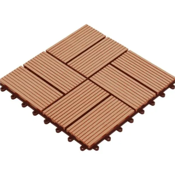 Online Terrassefliser 11 stk. WPC 30 x 30 cm 1 m2 teakfarvet - Terrasseflise - Terrassefliser - Home & Living Havedekorationer
