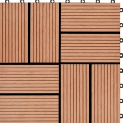 Online Terrassefliser 11 stk. WPC 30 x 30 cm 1 m2 teakfarvet - Terrasseflise - Terrassefliser - Home & Living Havedekorationer