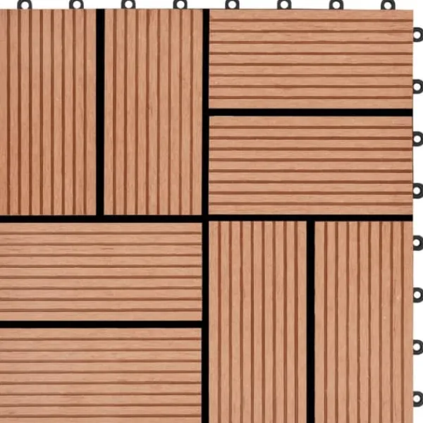 Online Terrassefliser 11 stk. WPC 30 x 30 cm 1 m2 teakfarvet - Terrasseflise - Terrassefliser - Home & Living Havedekorationer