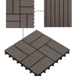 Havedekorationer^Terrassefliser 11 stk. WPC 30 x 30 cm 1 m2 mørkebrun - Terrasseflise - Terrassefliser - Home & Living