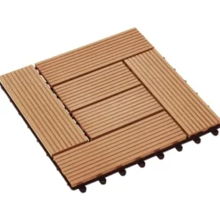 Havedekorationer^Terrassefliser 11 stk. WPC 30 x 30 cm 1 m2 teakfarvet - Terrasseflise - Terrassefliser - Home & Living