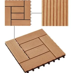 Havedekorationer^Terrassefliser 11 stk. WPC 30 x 30 cm 1 m2 teakfarvet - Terrasseflise - Terrassefliser - Home & Living