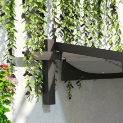 New Terrassepergola ca. 3x3 m, aluminium, vægmonteret, justerbart tag, mørkegrå Buer, Spalier, Lysthuse Uden Tag