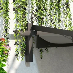Sale Terrassepergola ca. 3x3 m, aluminium, vægmonteret, justerbart tag, mørkegrå Buer, Spalier, Lysthuse Uden Tag