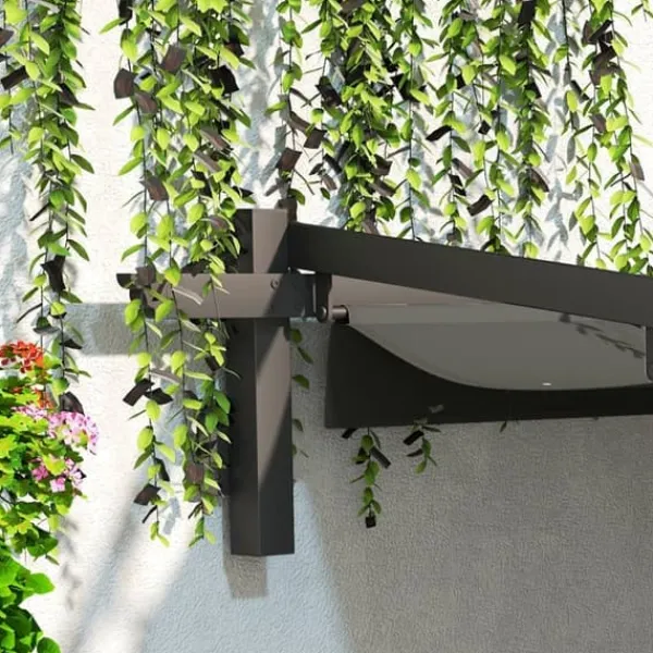 Sale Terrassepergola ca. 3x3 m, aluminium, vægmonteret, justerbart tag, mørkegrå Buer, Spalier, Lysthuse Uden Tag