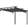 Sale Terrassepergola ca. 3x3 m, aluminium, vægmonteret, justerbart tag, mørkegrå Buer, Spalier, Lysthuse Uden Tag