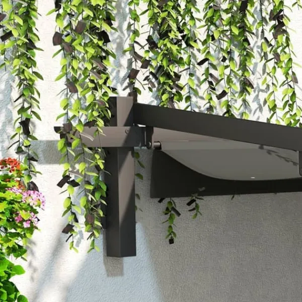 Sale Terrassepergola ca. 3x3 m, aluminium, vægmonteret, justerbart tag, mørkegrå Buer, Spalier, Lysthuse Uden Tag