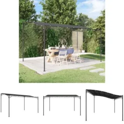Outlet The Living Store baldakin 4x3 m 180 g/m² stof og stål antracitgrå - Festtelte & havepavilloner Buer, Spalier, Lysthuse Uden Tag