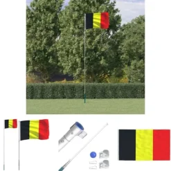Flag & Vindposer^The Living Store Belgien flag og flagstang 5,55 m aluminium - Flag & vimpler