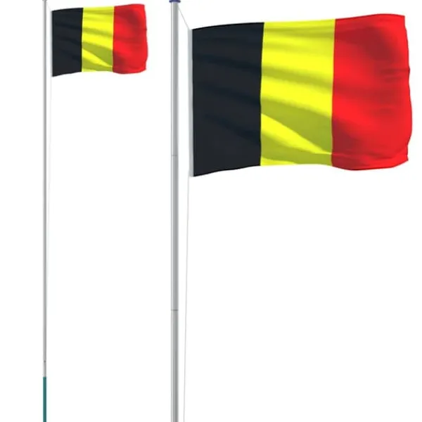 Flag & Vindposer^The Living Store Belgien flag og flagstang 6,23 m aluminium - Flag & vimpler