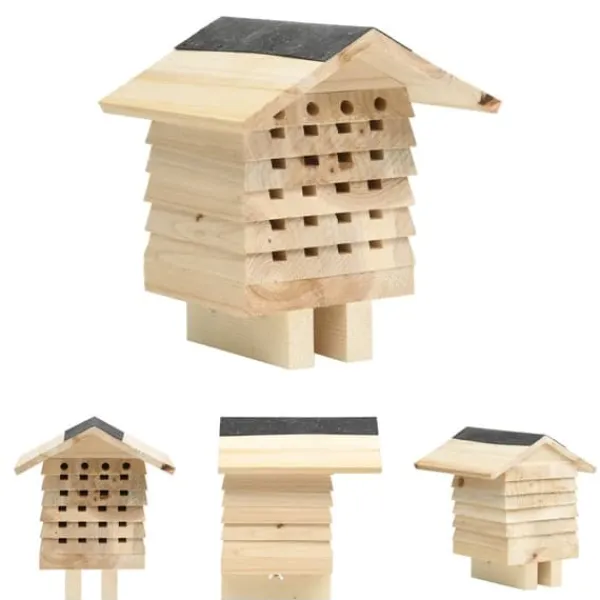 Til Fugle & Småvildt^The Living Store bihotel 22x20x20 cm massivt fyrretræ - Huse & bure til små dyr