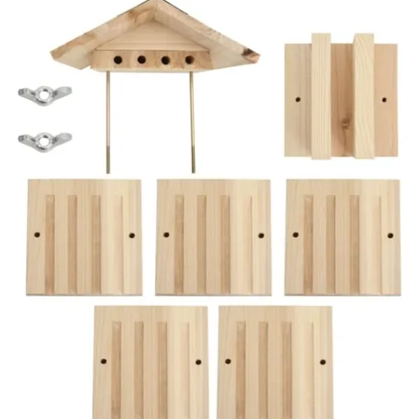 Til Fugle & Småvildt^The Living Store bihotel 22x20x20 cm massivt fyrretræ - Huse & bure til små dyr