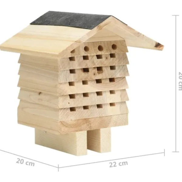 Til Fugle & Småvildt^The Living Store bihotel 22x20x20 cm massivt fyrretræ - Huse & bure til små dyr