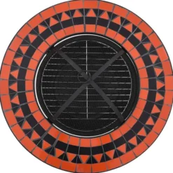 Clearance The Living Store bålfad mosaik 68 cm keramik terracottafarvet og hvid - Ildsteder Pejse