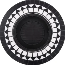 Discount The Living Store bålfad mosaik 68 cm keramik sort og hvid - Ildsteder Pejse