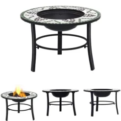 Pejse^The Living Store bålfad mosaik 68 cm keramik grøn - Ildsteder