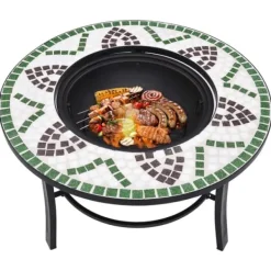 Pejse^The Living Store bålfad mosaik 68 cm keramik grøn - Ildsteder