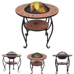 Clearance The Living Store bålfad mosaik 68 cm keramik terracottafarvet - Ildsteder Pejse