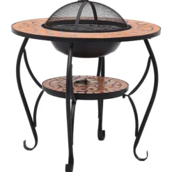 Clearance The Living Store bålfad mosaik 68 cm keramik terracottafarvet - Ildsteder Pejse