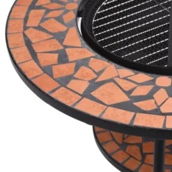 Clearance The Living Store bålfad mosaik 68 cm keramik terracottafarvet - Ildsteder Pejse