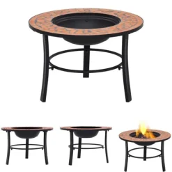 Pejse^The Living Store bålfad mosaik 68 cm keramik terracottafarvet - Ildsteder