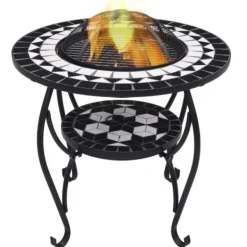 Pejse^The Living Store bålfad mosaik 68 cm keramik sort og hvid - Ildsteder