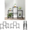 Plantestativer^The Living Store blomsterstativ med hjul 83x25x63,5 cm jern sort - Planteborde