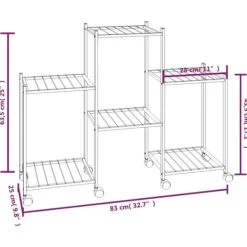 Plantestativer^The Living Store blomsterstativ med hjul 83x25x63,5 cm jern sort - Planteborde
