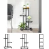 Plantestativer^The Living Store blomsterstativ 4 niveauer med hjul 44x23x80 cm jern sort - Planteborde
