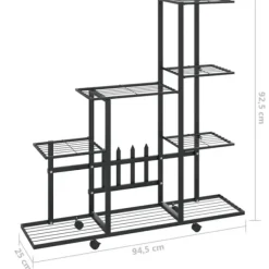 Plantestativer^The Living Store blomsterstativ med hjul 94,5x25x92,5 cm metal sort - Planteborde