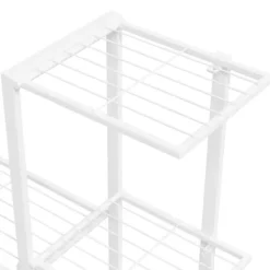 The Living Store blomsterstativ med hjul 94,5x25x92,5 cm metal hvid - Planteborde Plantestativer