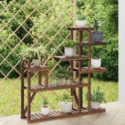 Plantestativer^The Living Store blomsterstativ 110x25x111 cm massivt fyrretræ - Planteborde