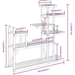 Plantestativer^The Living Store blomsterstativ 110x25x111 cm massivt fyrretræ - Planteborde