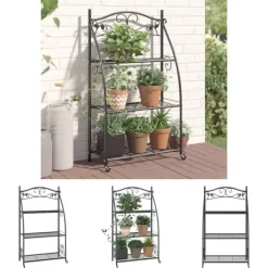 Best The Living Store blomsterstativ 56x30x96 cm stål sort - Planteborde Plantestativer