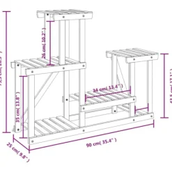 Plantestativer^The Living Store blomsterstativ 90x25x73,5 cm massivt fyrretræ - Planteborde