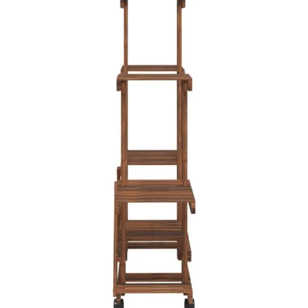 Plantestativer^The Living Store blomsterstativ med hjul 95x25x101 cm massivt fyrretræ - Planteborde
