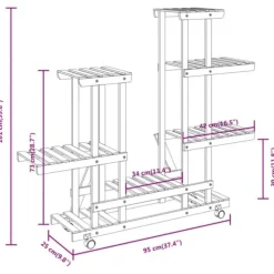 Plantestativer^The Living Store blomsterstativ med hjul 95x25x101 cm massivt fyrretræ - Planteborde