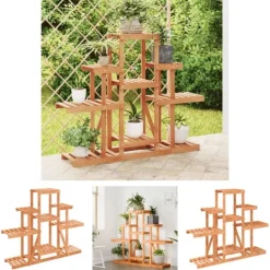 Plantestativer^The Living Store blomsterstativ 110x25x98 cm massivt fyrretræ - Planteborde