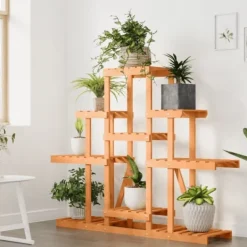 Plantestativer^The Living Store blomsterstativ 110x25x98 cm massivt fyrretræ - Planteborde