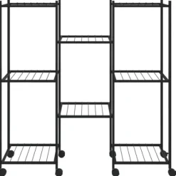 New The Living Store blomsterstativ med hjul 83x25x83,5 cm jern sort - Planteborde Plantestativer