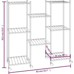 New The Living Store blomsterstativ med hjul 83x25x83,5 cm jern sort - Planteborde Plantestativer