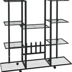 Plantestativer^The Living Store blomsterstativ med hjul 94,5x24,5x91,5 cm jern sort - Planteborde
