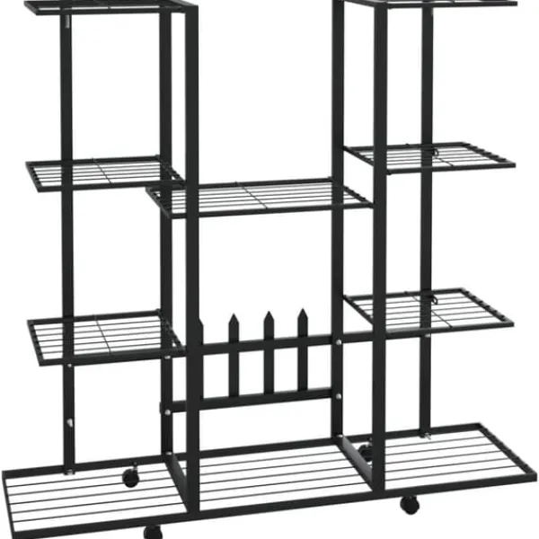 Plantestativer^The Living Store blomsterstativ med hjul 94,5x24,5x91,5 cm jern sort - Planteborde