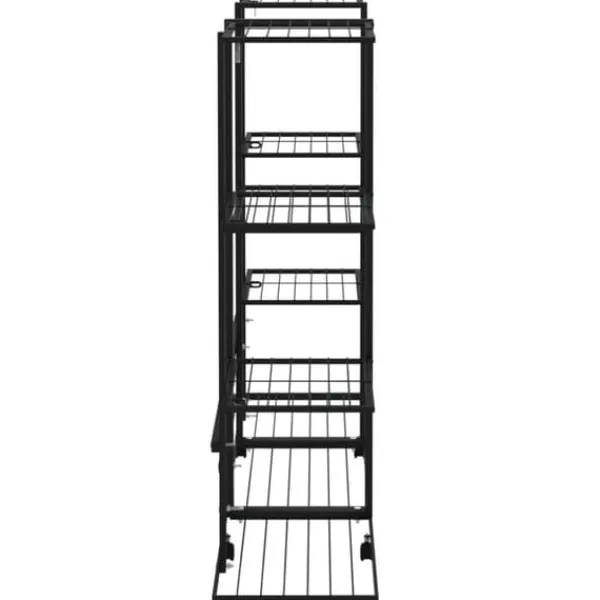 Plantestativer^The Living Store blomsterstativ med hjul 94,5x24,5x91,5 cm jern sort - Planteborde