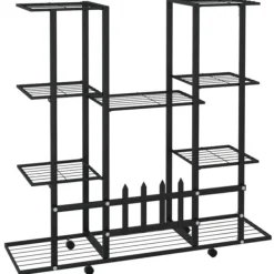 Plantestativer^The Living Store blomsterstativ med hjul 94,5x24,5x91,5 cm jern sort - Planteborde