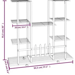Plantestativer^The Living Store blomsterstativ med hjul 94,5x24,5x91,5 cm jern sort - Planteborde