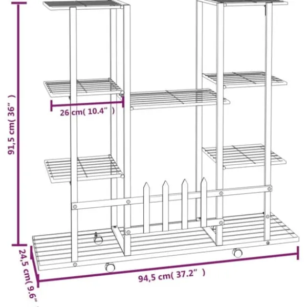 Plantestativer^The Living Store blomsterstativ med hjul 94,5x24,5x91,5 cm jern sort - Planteborde