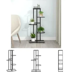 Plantestativer^The Living Store blomsterstativ i 5 niveauer 43x22x98 cm metal sort - Planteborde