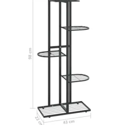 Plantestativer^The Living Store blomsterstativ i 5 niveauer 43x22x98 cm metal sort - Planteborde